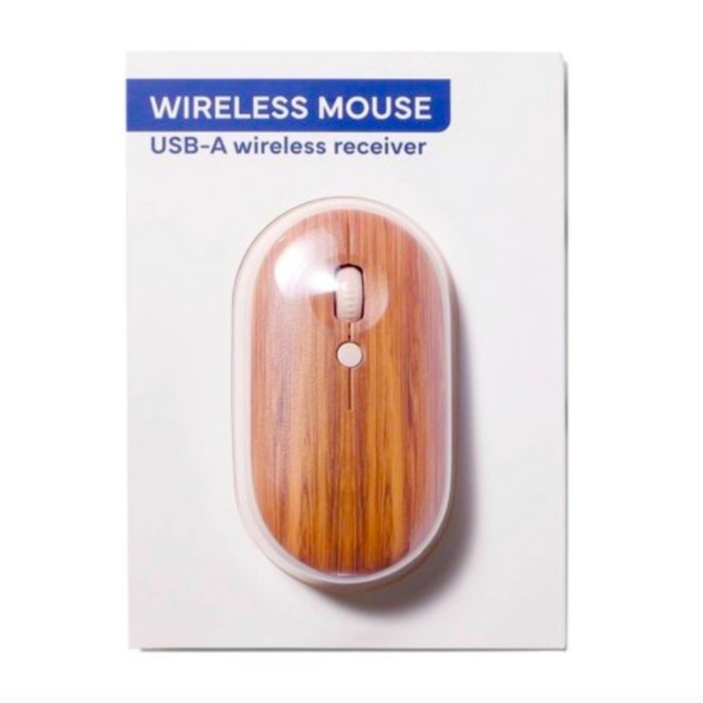 NWT Target Bullseye Playground Bluetooth Wireless Mouse, wood grain appearance